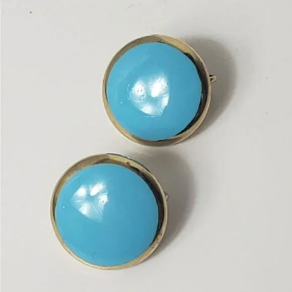 VINTAGE Glossy Button-Style Clip-On Earrings - Picture 5 of 6